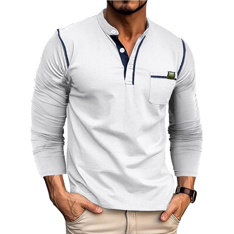 Men's long sleeve shirt with half-button and chest pocket Lune London