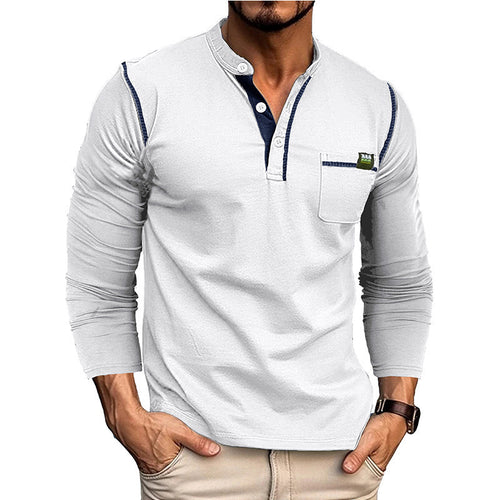 Men's long sleeve shirt with half-button and chest pocket Lune London