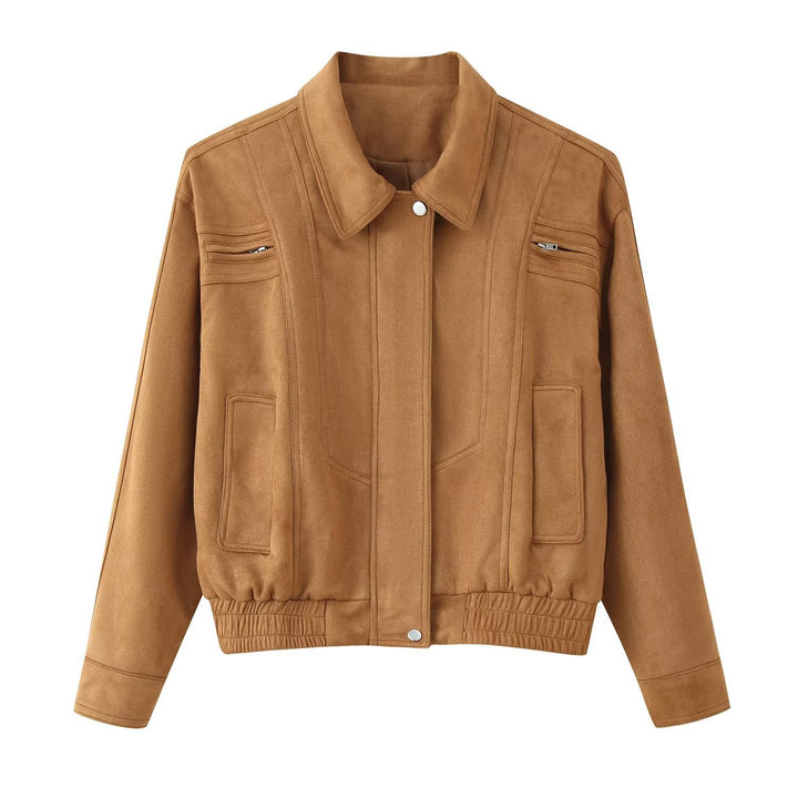 Elegant suede jacket for women with practical pockets Lune London