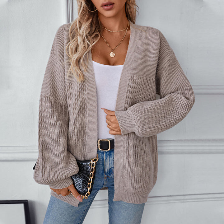 Casual cardigan for ladies with V-neck and textured pattern Lune London