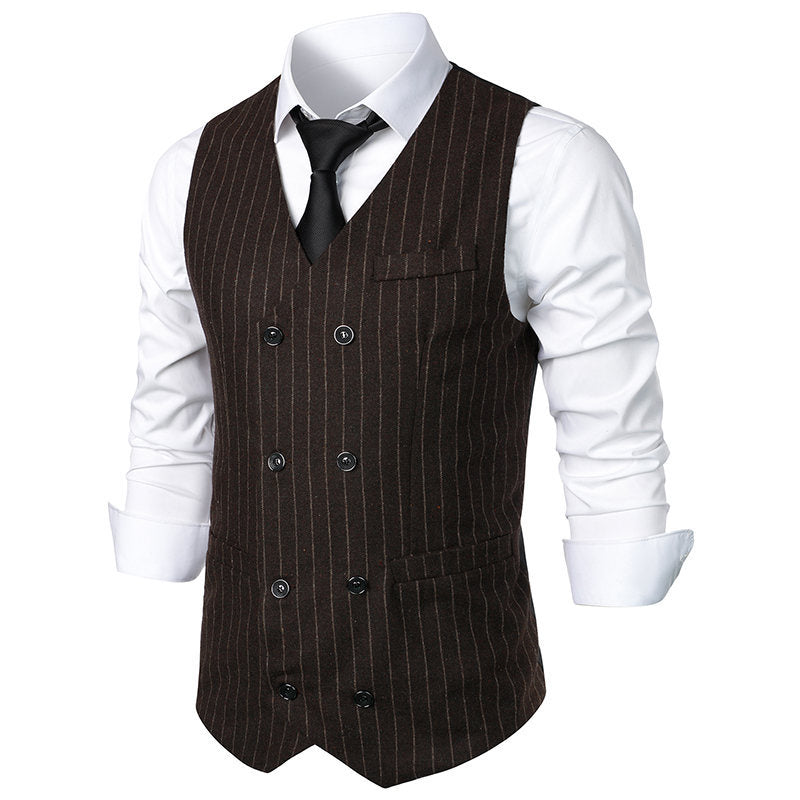 Elegant men's suit vest with classic striped design and practical pockets Lune London