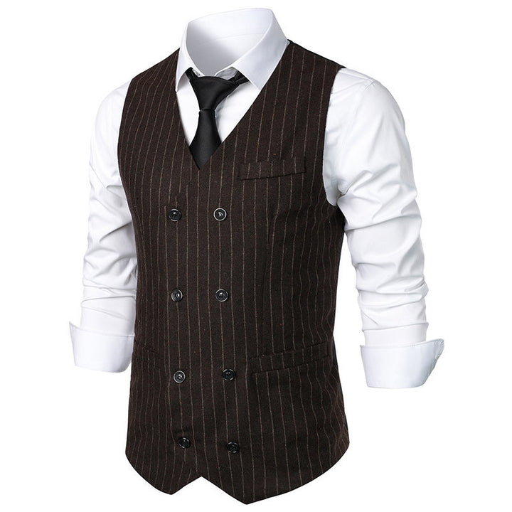 Elegant men's suit vest with classic striped design and practical pockets Lune London