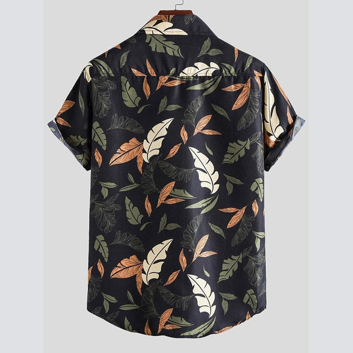 Men's Short-Sleeve Shirt with Floral Pattern and High-Quality Cotton Lune London