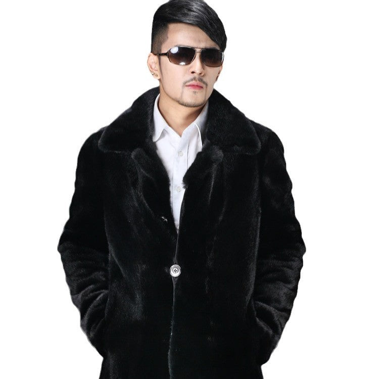 Elegant faux fur coat for men with deep collar Lune London