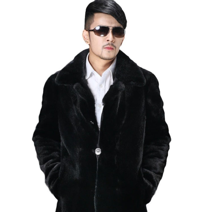 Elegant faux fur coat for men with deep collar Lune London