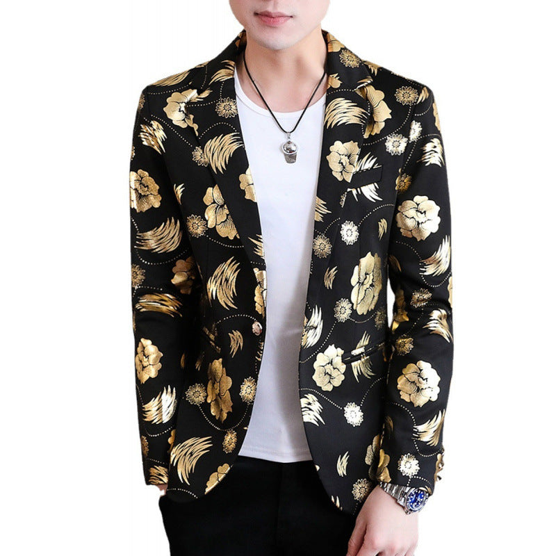 Men's Blazer Elegant with Floral Design and Golden Accents Lune London