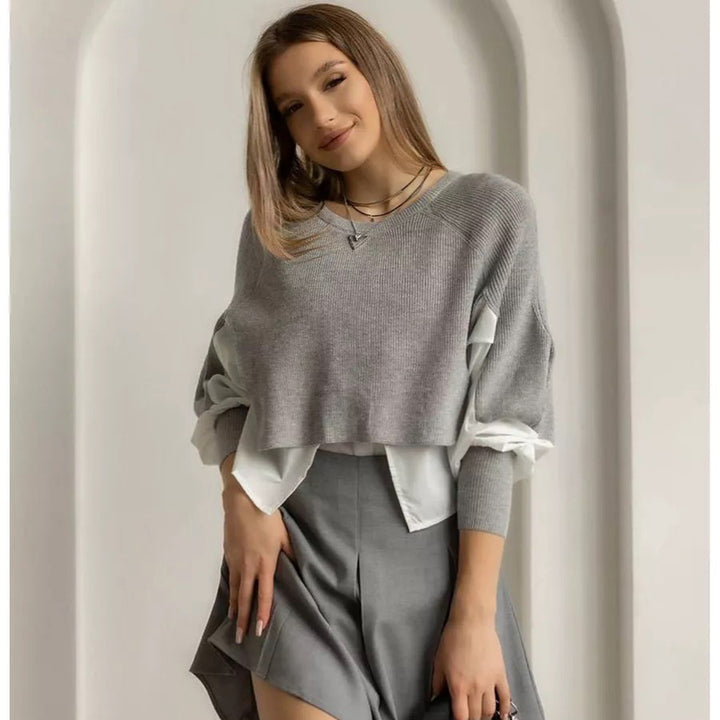 Pull court pour femmes avec effet de superposition innovant Chic & Stil