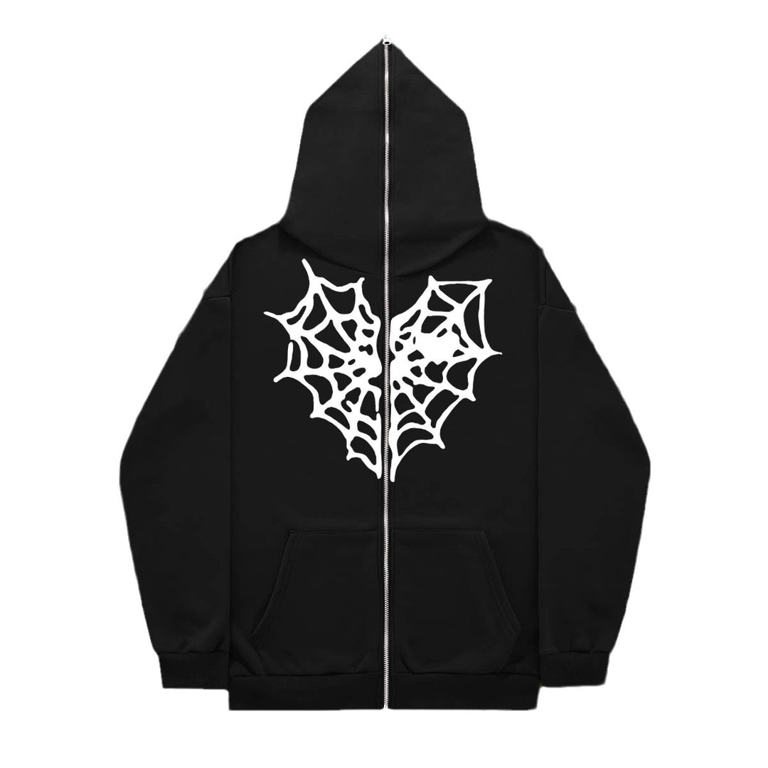 Lady Hoodie with a striking spider web design Lune London