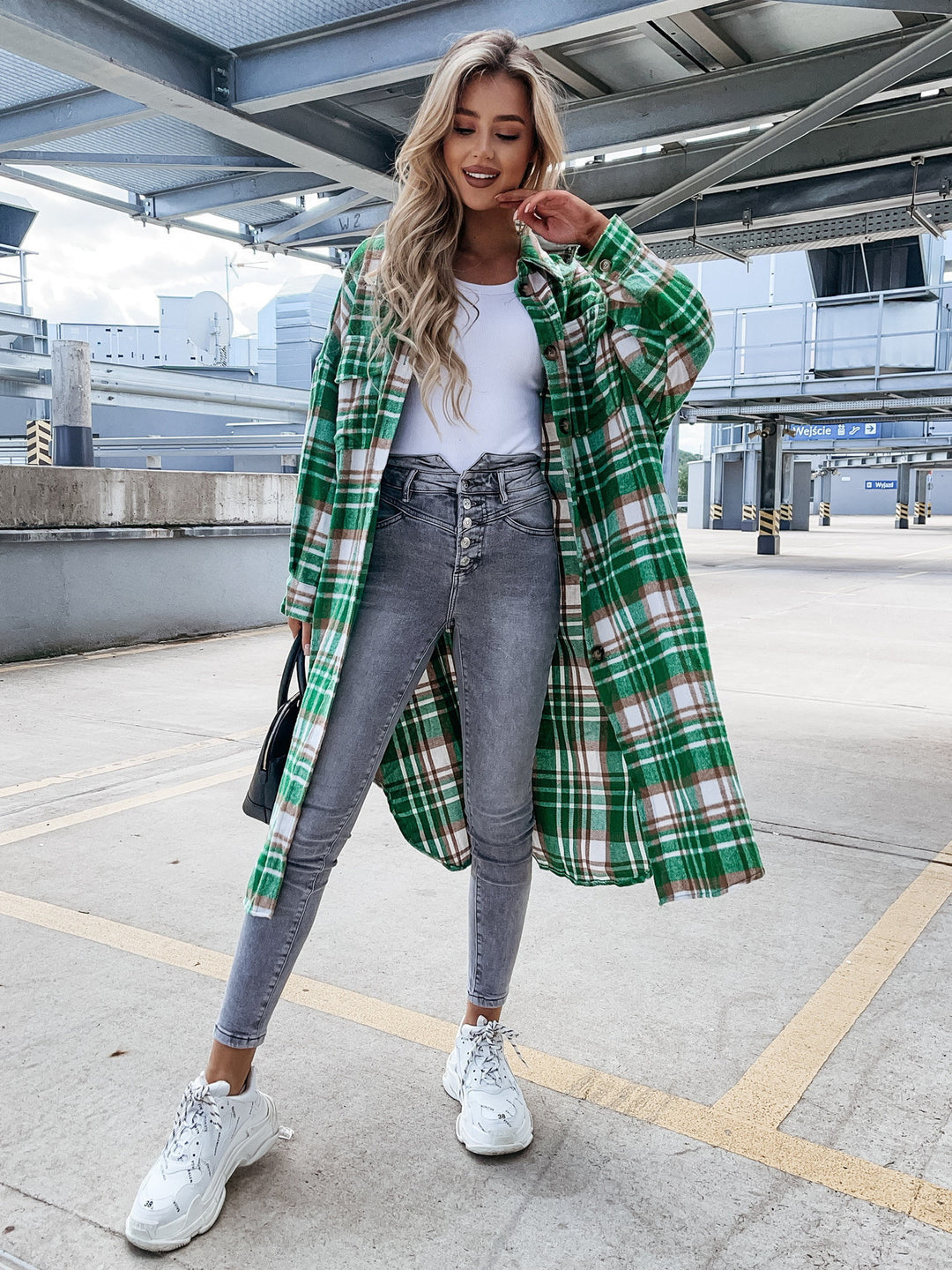 Checked shirt coat for women in soft cotton blend Lune London