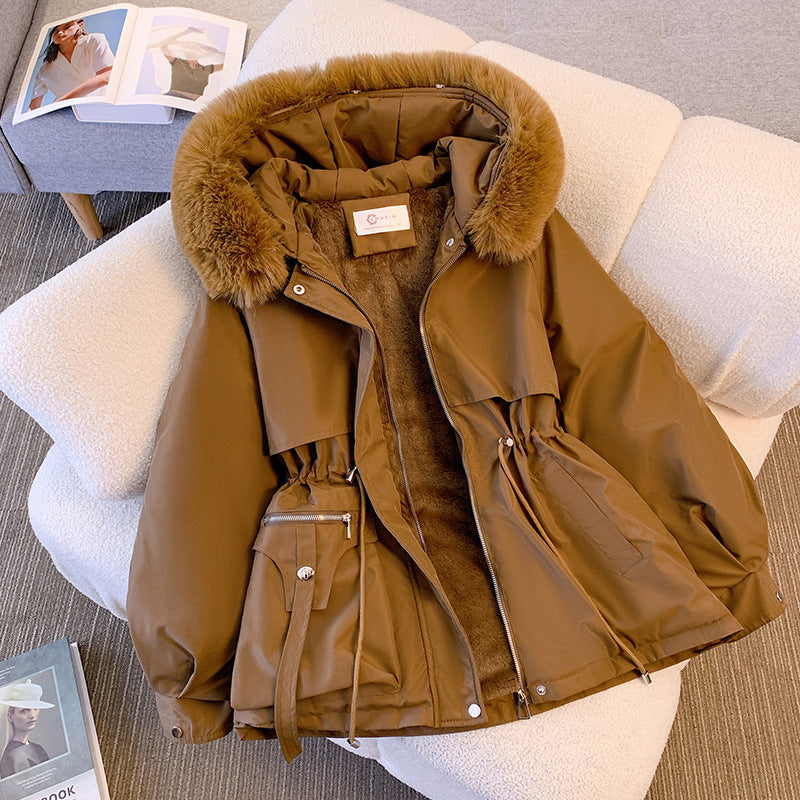 Elegant women's winter coat with removable faux fur collar Lune London