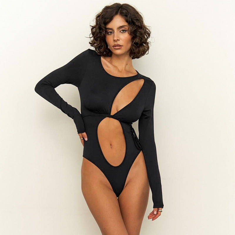 One-piece swimsuit for women with innovative cut and long sleeves Lune London