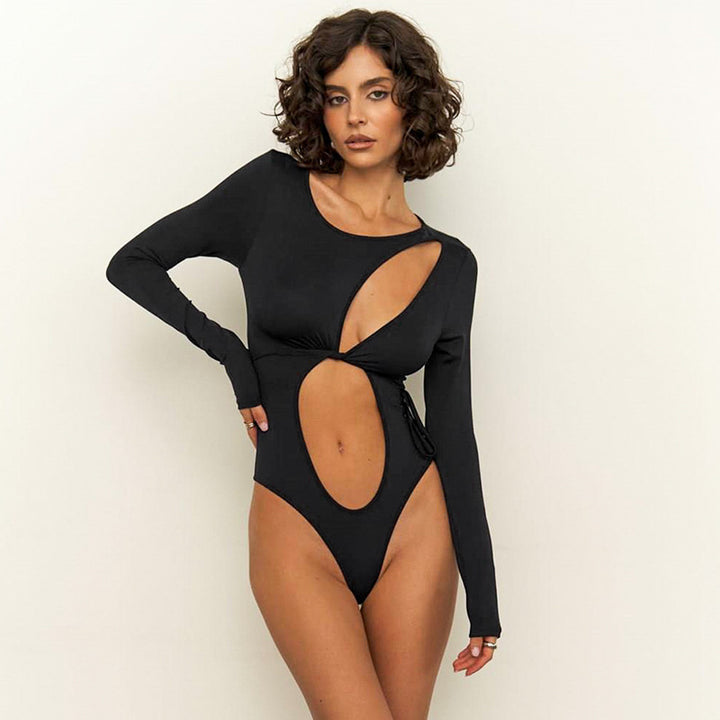 One-piece swimsuit for women with innovative cut and long sleeves Lune London