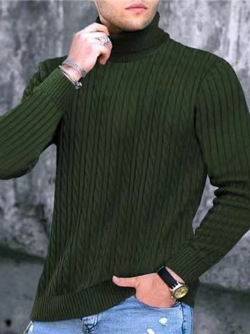 Men's turtleneck sweater with textured knit pattern Lune London