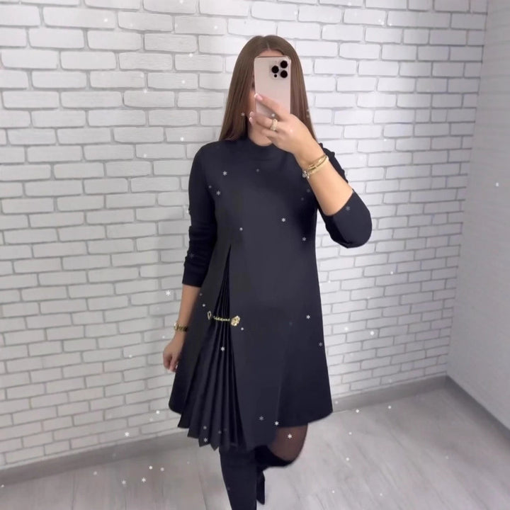 Women's elegant dress with draping and waist belt Chic & Stil