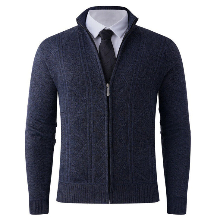 Men's knit jacket with modern zipper and elegant patterns Lune London