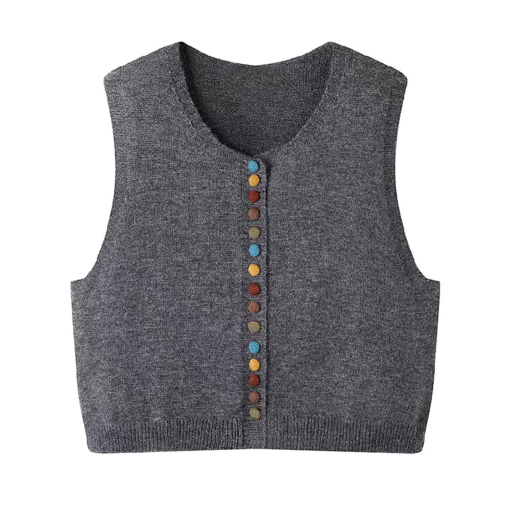 Ladies sleeveless knit vest with decorative buttons Lune London