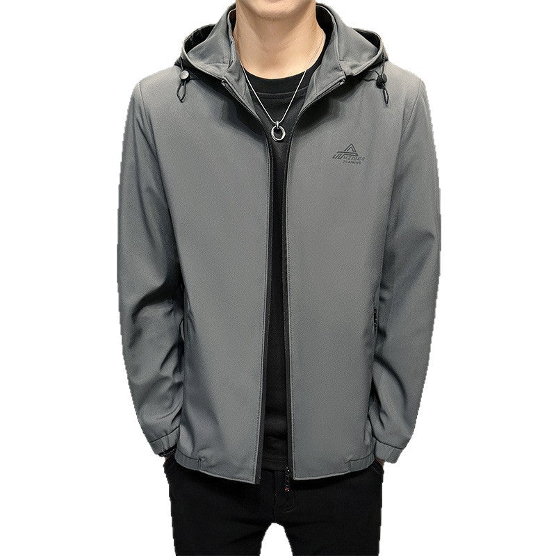 Lightweight functional jacket for men with adjustable hood Lune London