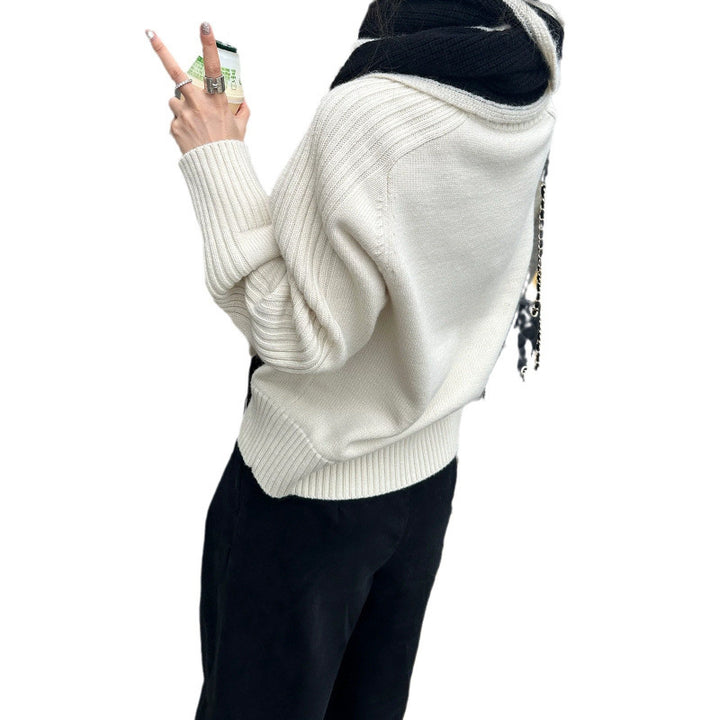 Pull en tricot cozy pour femme avec col rond et larges poignets côtelés Chic & Stil