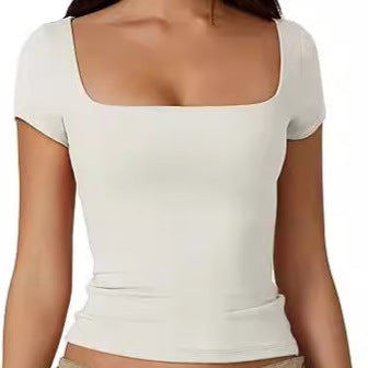 Women Fitted Crop-top with Square Neck Lune London