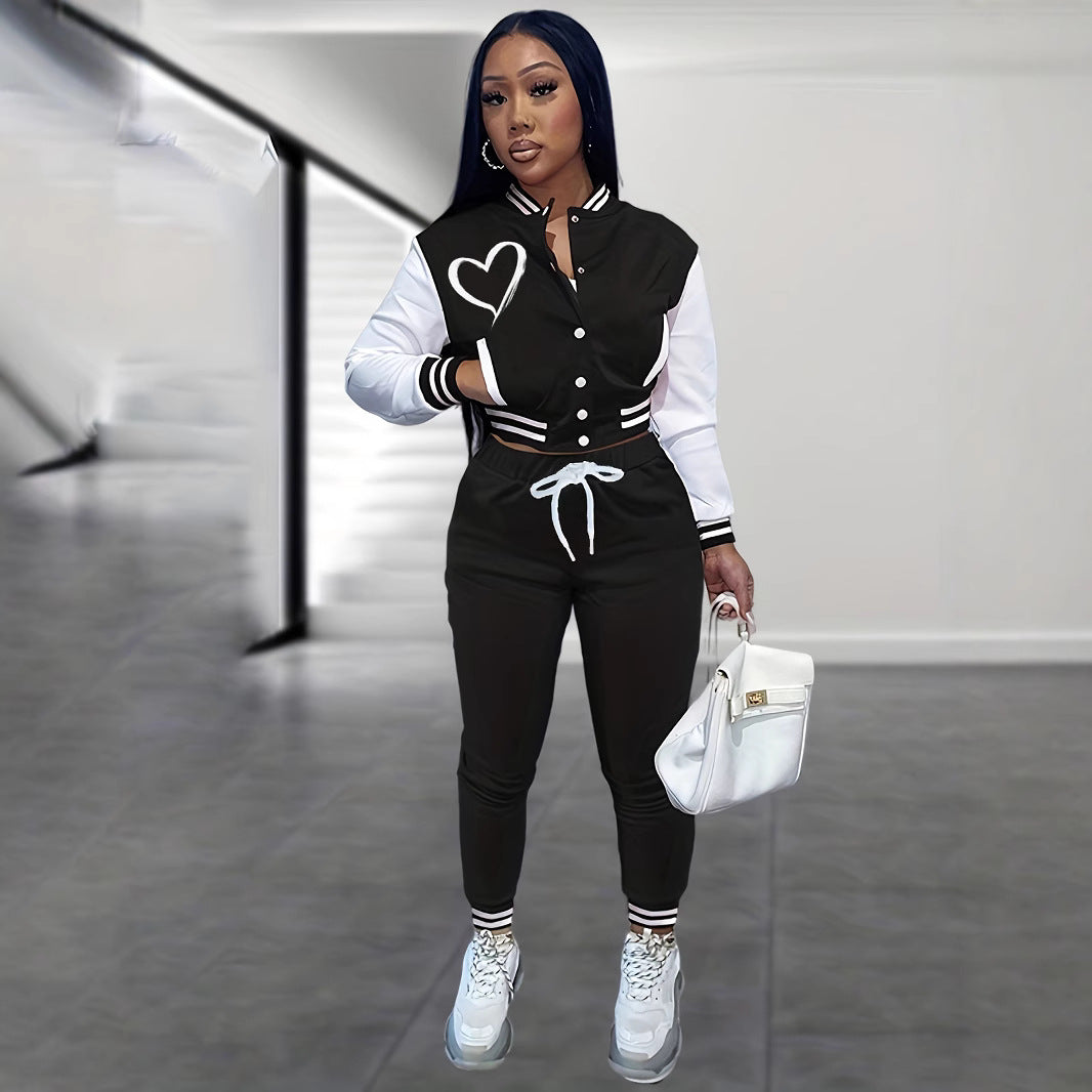 Ladies' sports jumpsuit with contrasting sleeves and fashion lettering Lune London