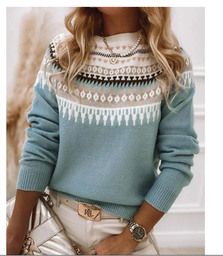 Pull féminin en design tricot scandinave avec motif ludique Chic & Stil
