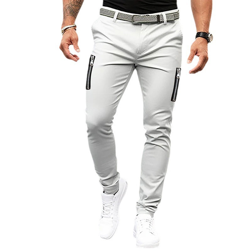 Trendy Slim-Fit Pants for Men with Zippered Pockets Lune London