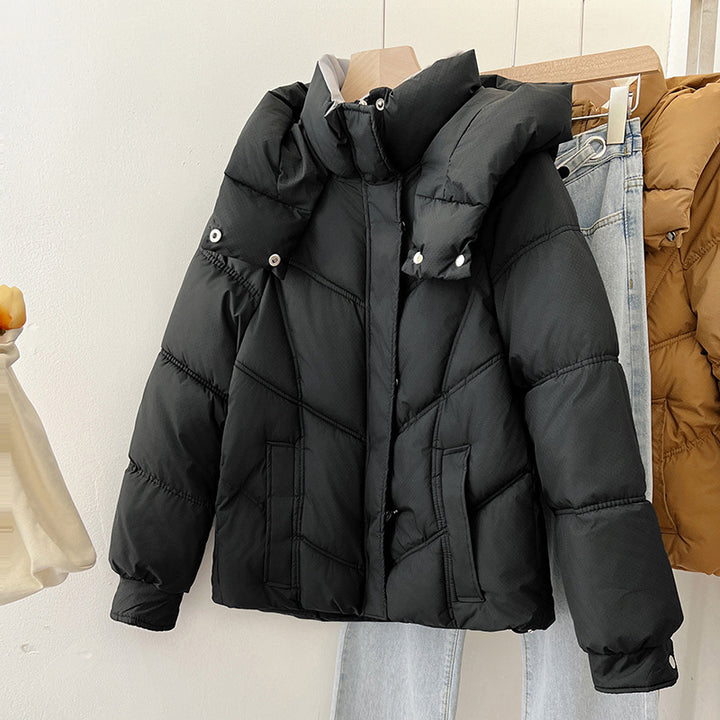 Quilted jacket with stand-up collar for women with practical pockets Lune London