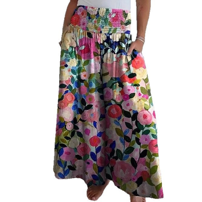 Wide cotton pants for women with elastic waistband and practical pockets Lune London