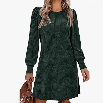 Robe pull femme avec tricot à côtes décontracté et élégantes manches bouffantes Chic & Stil