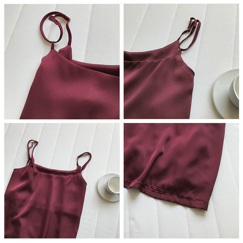 Ladies luxury satin top spaghetti Lune London