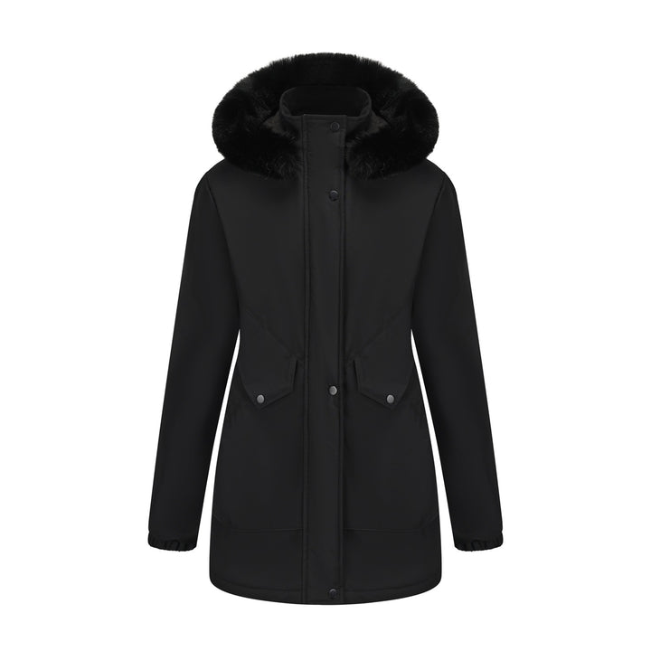 Ladies waterproof parka jacket with cozy faux fur collar Lune London