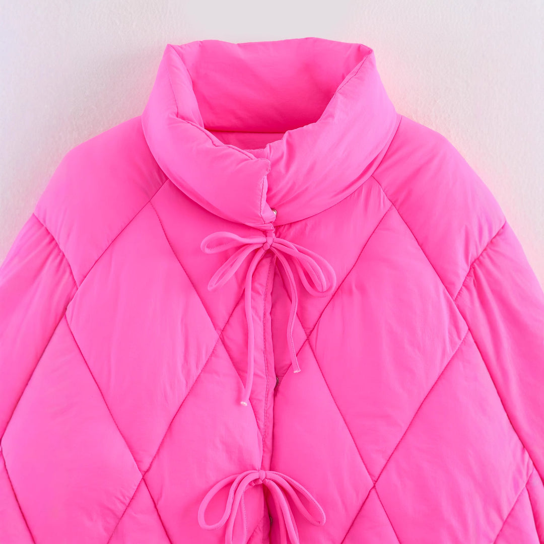 Ladies quilted casual jacket with stand-up collar and drawstring Lune London