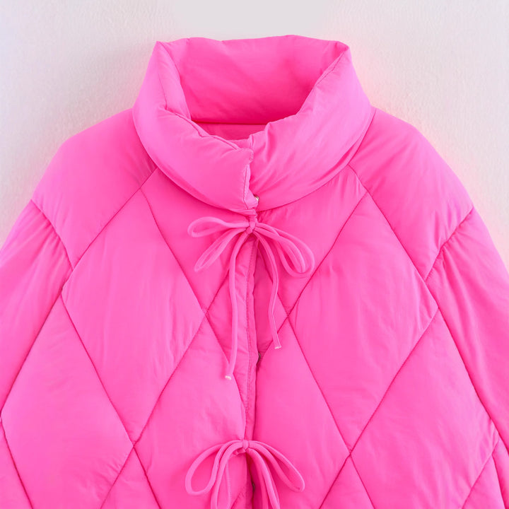 Ladies quilted casual jacket with stand-up collar and drawstring Lune London