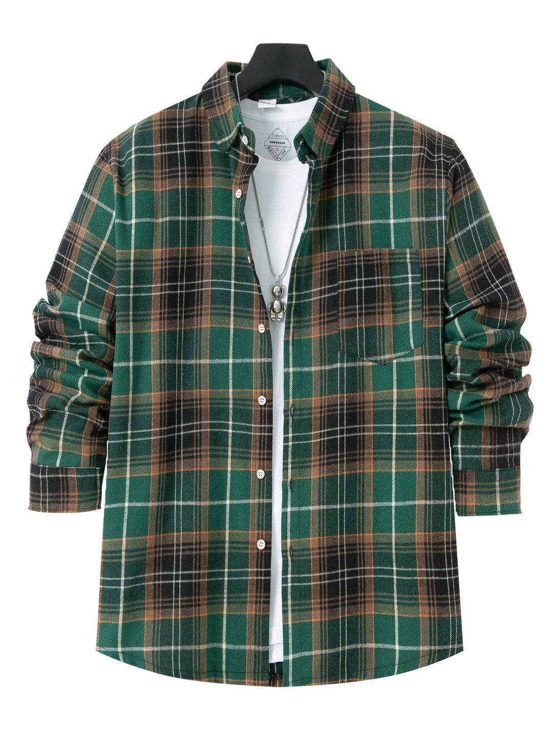 Men's patterned flannel shirt with practical chest pocket and button-down collar Lune London
