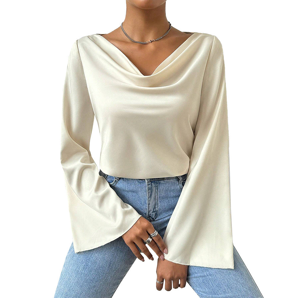 Women's blouse with chic cascading neckline and long sleeves Chic & Stil