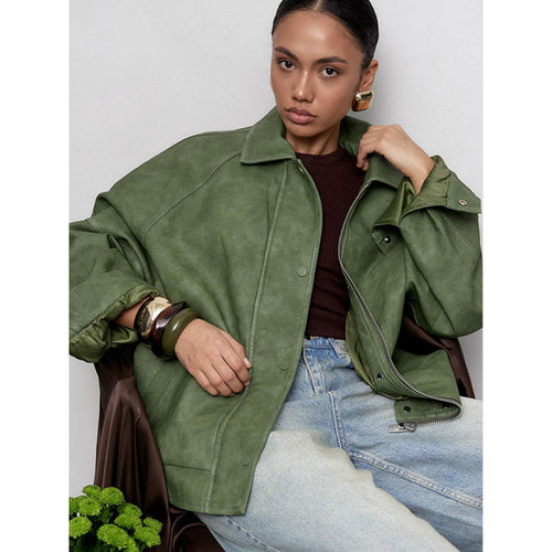 Oversized leather jacket for women Lune London