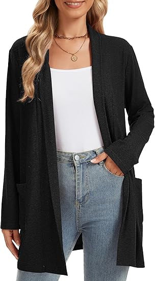 Veste en tricot à manches longues pour femmes, ouverte à l'avant et avec poches Chic & Stil