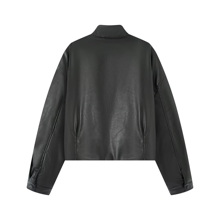 Fashion faux leather jacket for women with a practical zipper and an elastic waist Lune London