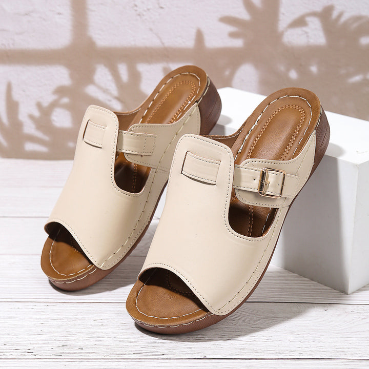 Ladies Open Adjustable Slip-On Sandals Lune London