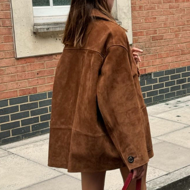 Ladies elegant suede jacket in an oversized style Lune London
