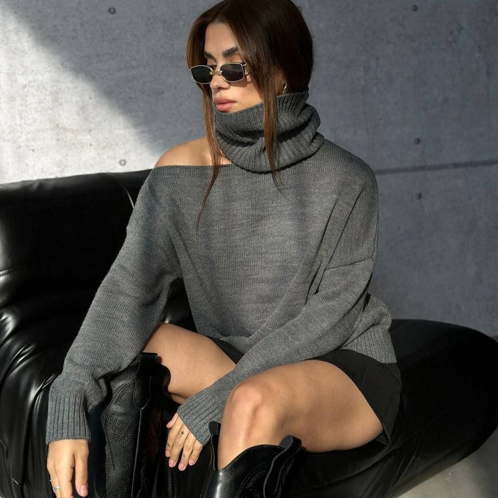 Fashion turtleneck sweater for women with sleeveless design and stylish ribbed details Lune London