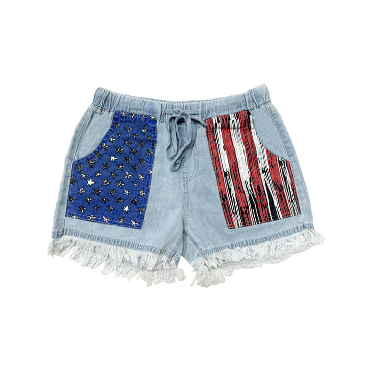 Women's denim shorts with creative pockets Lune London