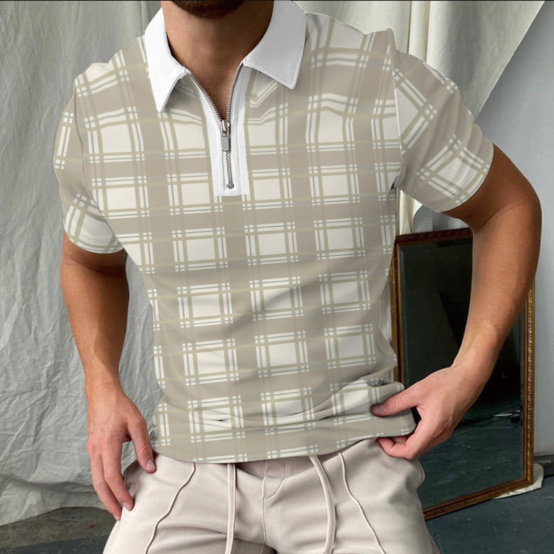 Chic und Stil elegant short-sleeved checkered polo shirt for men
