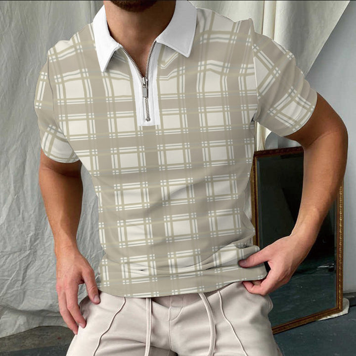 Chic und Stil elegant short-sleeved checkered polo shirt for men