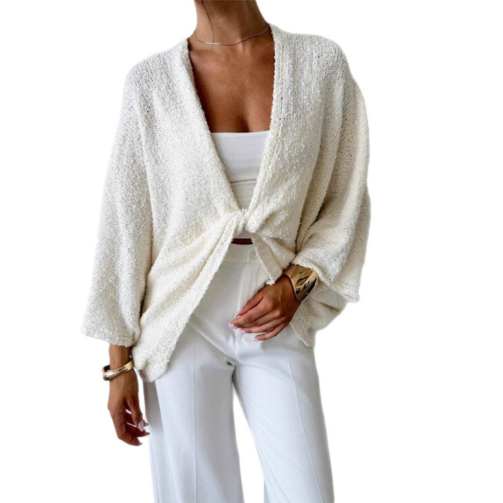 Casual roll-up jacket for women with large sleeves and textured fabric Lune London