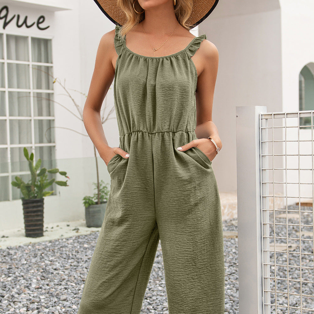 Women’s airy jumpsuit with ruffles and fitted waist Lune London
