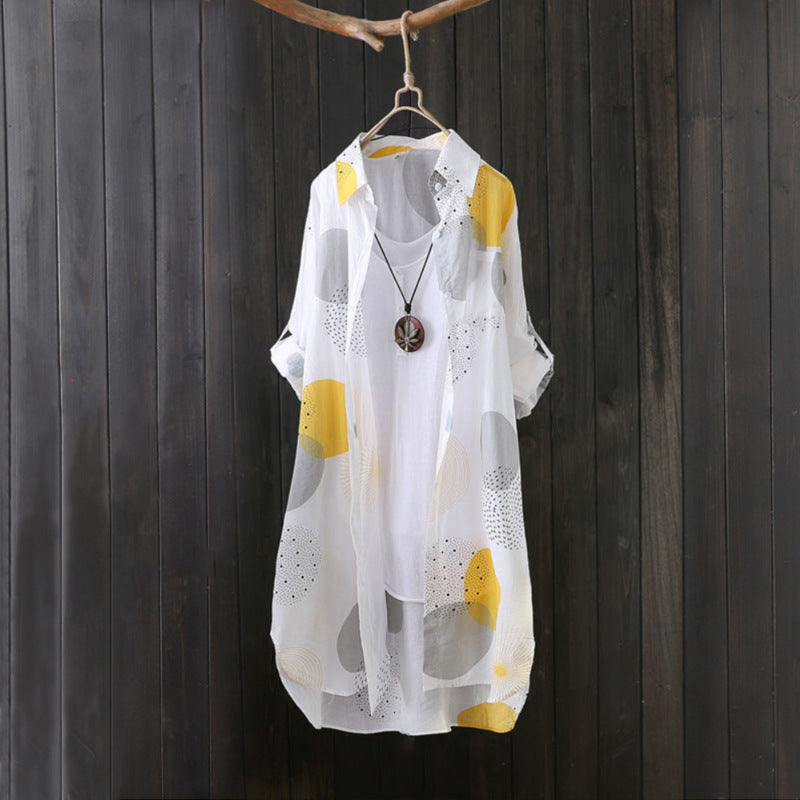 Ladies Lightweight Geometric Print Tunic Shirt Lune London