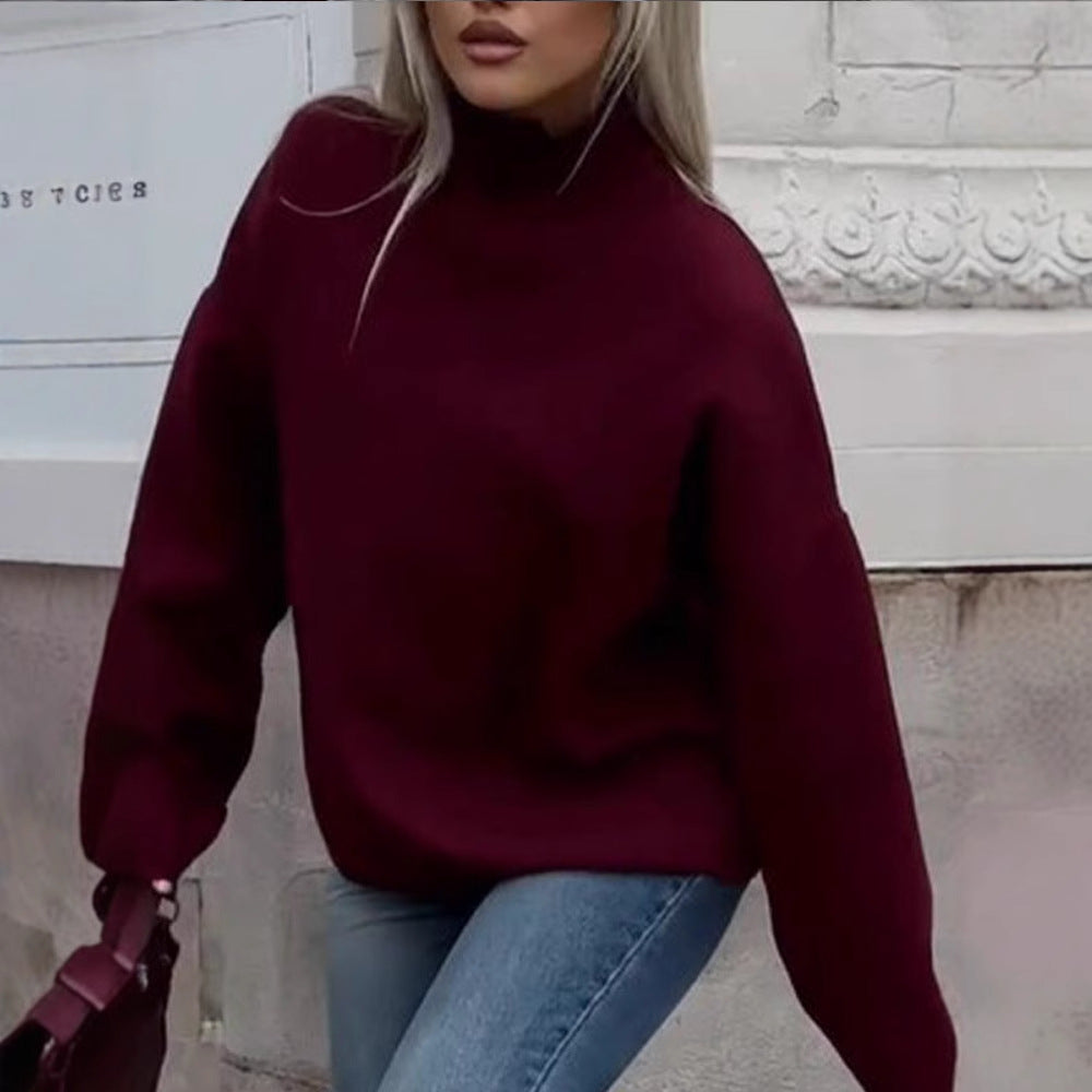 Oversized knit pullover for women with high collar and relaxed fit Lune London