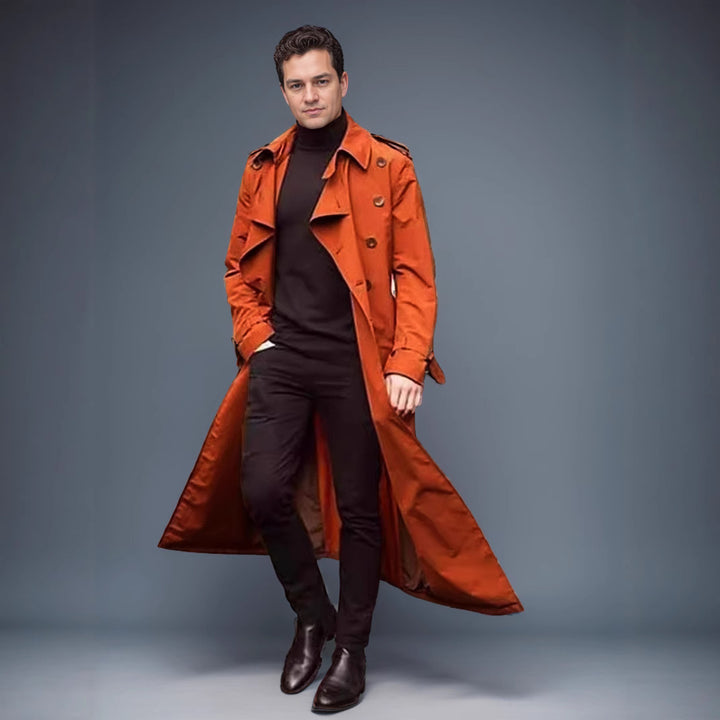 Lune London double-breasted fashion trench coat for men