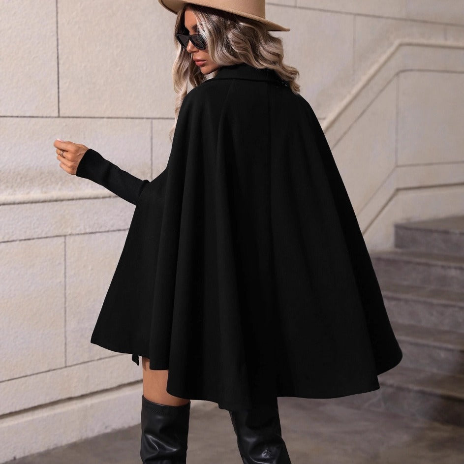Dames élégant pur laine Cape veste avec double patte de boutonnage Chic & Stil